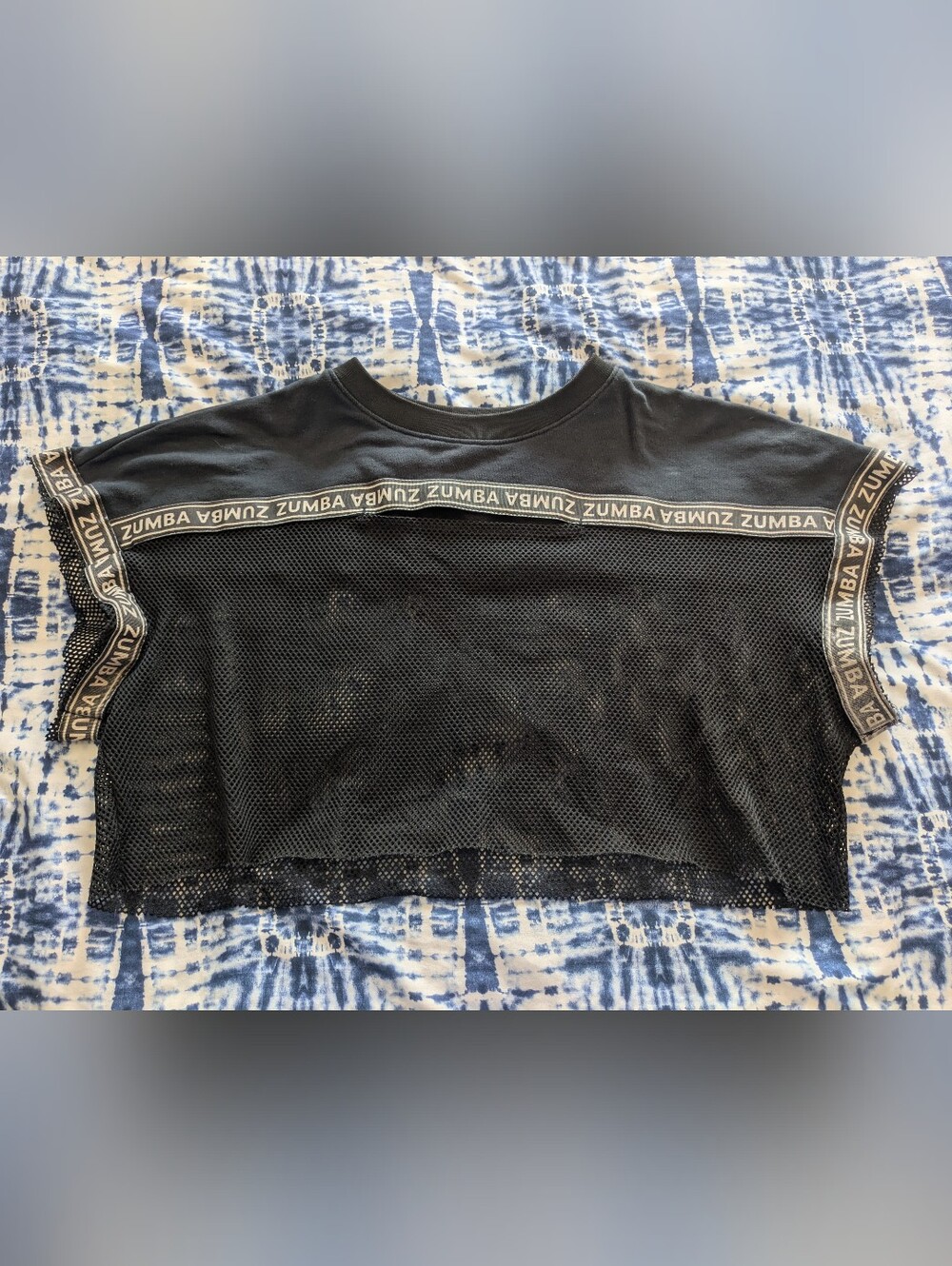 Zumba Fitness Black Mesh Crop Top with Logo Trim